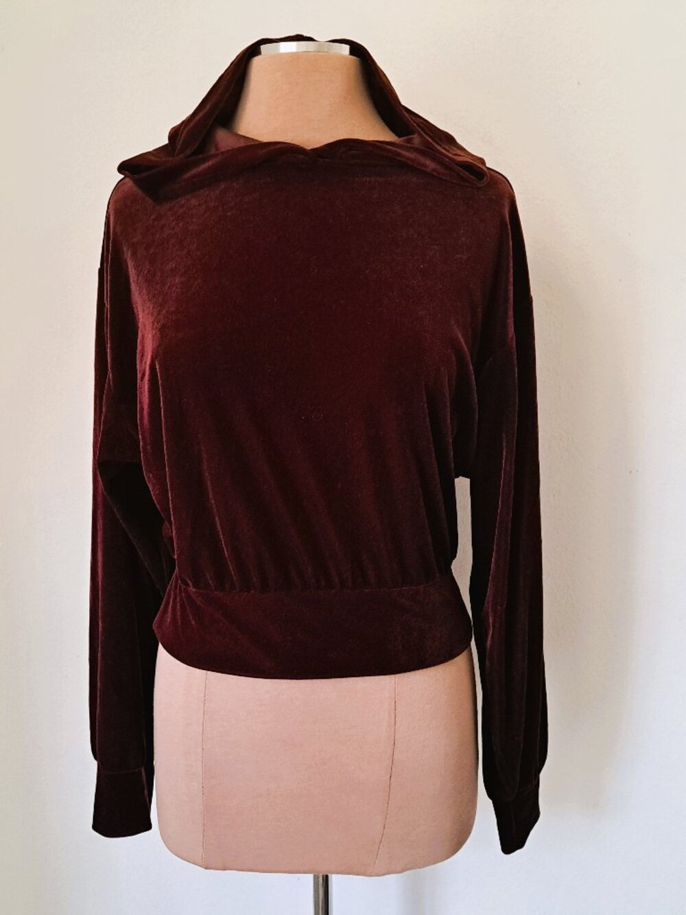 Express Women's Cropped Hoodie Sweatshirt Brown Long Sleeve Size M